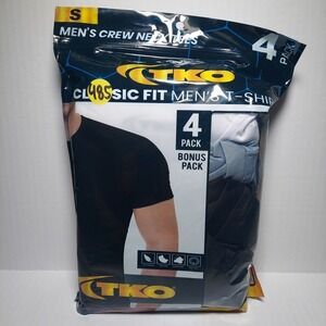 TKO Men's Size S - Classic Fit T-Shirt 4-Pack Crew Neck T. = 2 Blk/1 Gry/ 1 Wht